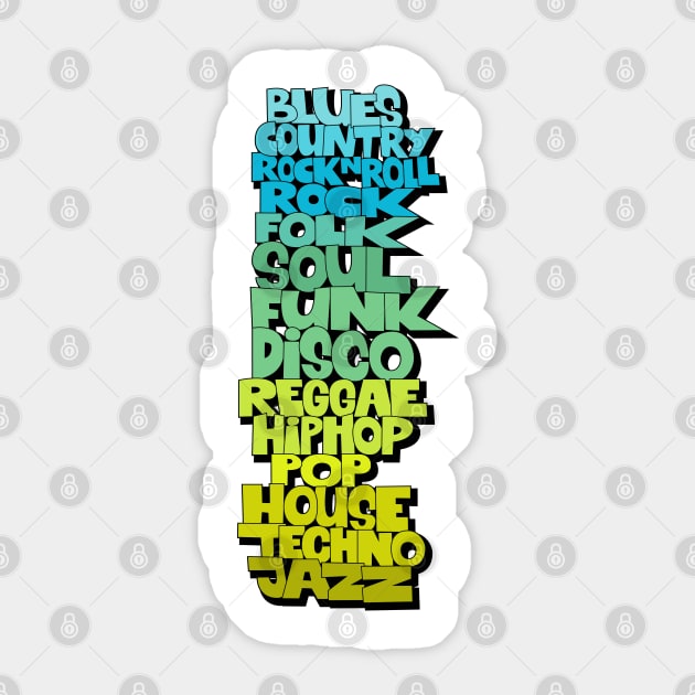 Soul, Funk, Disco, House and other Music Styles.  - Super stylish funky Design! Sticker by Boogosh